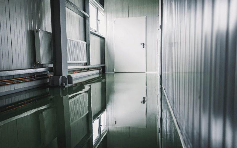 Dark green epoxy floor in commercial space